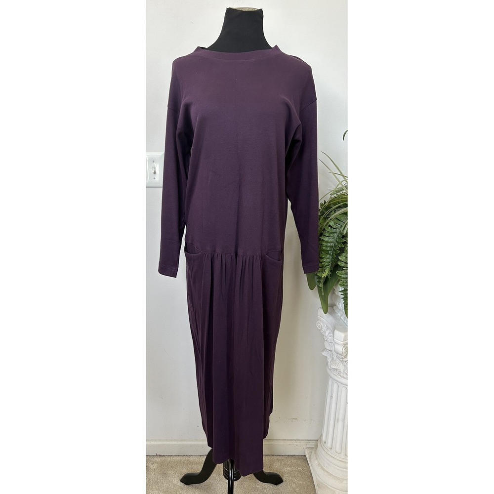 Dosa Womens Purple Minimalist Peasant Sheath Pockets Cotton Comfy USA Dress Sz 2